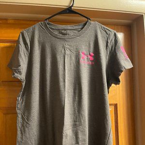 Under Armour Women's Charcoal & Medium Heather Freedom Flag T-shirt, Size Large